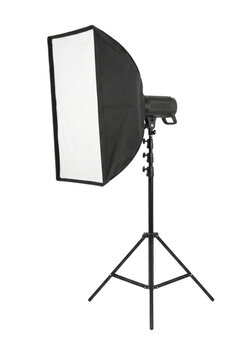 Professional studio softbox light modifier on a tripod stand