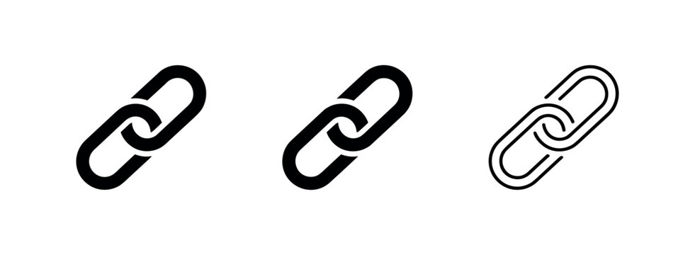 Chain link icon set in different styles. Symbol of connection, strong bond, or hyperlink.