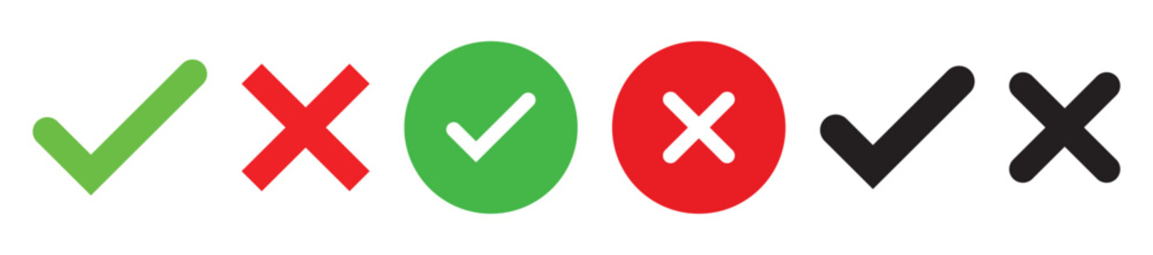 Green check mark and red x cross circle icons for approval and rejection