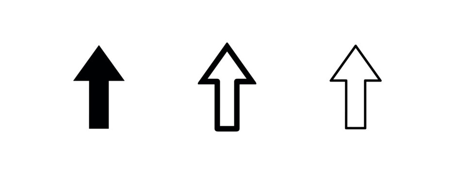 Up arrow icon set for direction, upload, or scrolling functionality