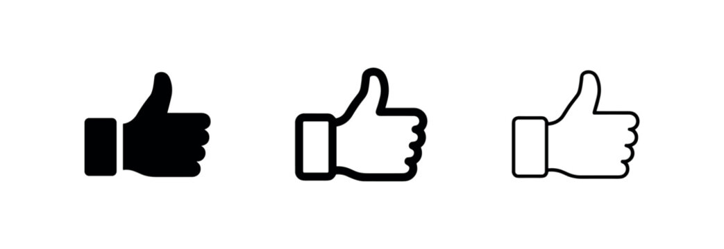 Thumb up like hand gesture vector icons set