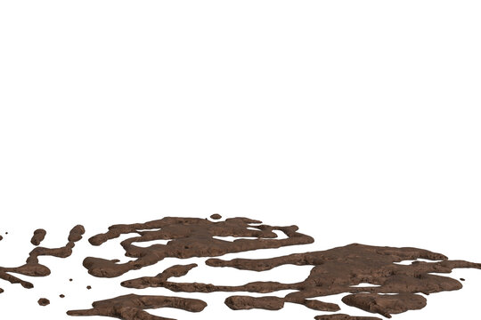 dark brown mud splatters and puddles