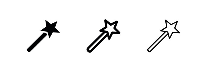 Magic wand icon with a star, symbolizing magic, enchantment, fantasy, and transformation © liubomir118809