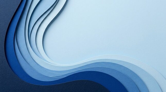 Abstract blue wave layers flowing smoothly with copy space