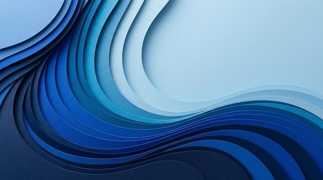 Abstract flowing waves of blue and light blue creating organic shapes