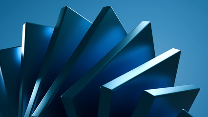Plakat Modern blue 3D abstract geometric spiral pattern background. Ideal for tech cover, business presentation, digital banner, and corporate branding background