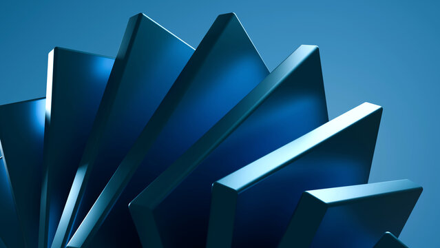 Modern blue 3D abstract geometric spiral pattern background. Ideal for tech cover, business presentation, digital banner, and corporate branding background