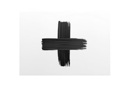 Black Painted Plus Symbol on White Card