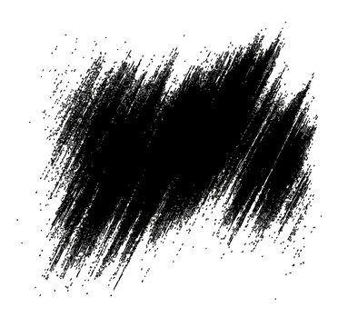 Rough black brush paint stroke with bold grunge details and natural uneven texture, abstract vector illustration for decorative backgrounds and artistic compositions.