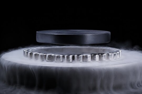 Superconductor disc levitating above a ring of magnets