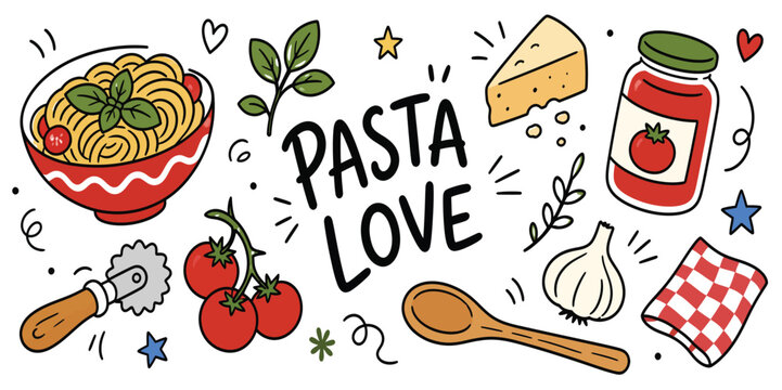 Italian pasta love traditional dish and ingredients.