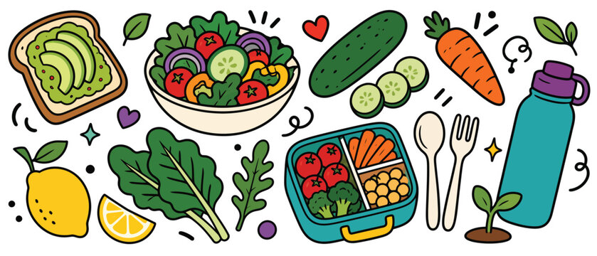Healthy food and balanced meal ingredients collection.