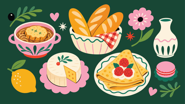 French Bakery Delicacies and Soup Table Arrangement.