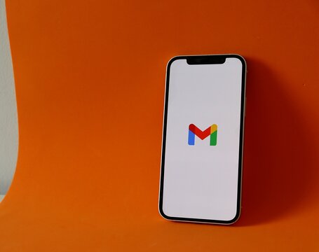 Salvador, Brazil - August 28, 2026: Gmail app on smartphone screen. Gmail logo. Free email service and product created by Google.