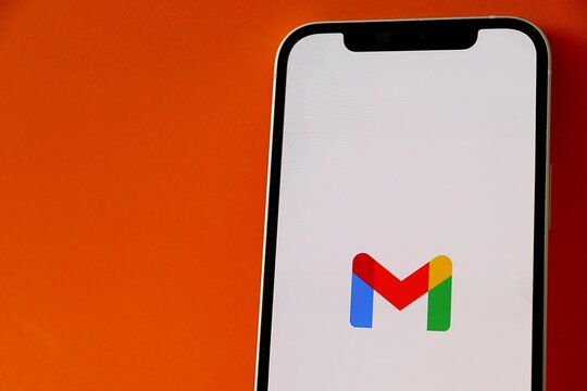 Salvador, Brazil - August 28, 2026: Gmail app on smartphone screen. Gmail logo. Free email service and product created by Google.