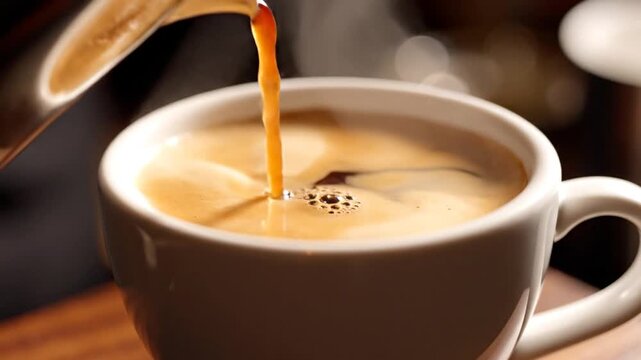coffee pouring cup macro