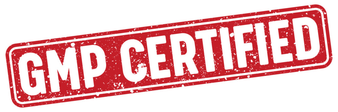 gmp certified stamp. gmp certified red rectangular grunge stamp on transparent background