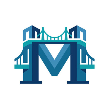 A captivating logo featuring the letter M integrated with bridge elements, symbolizing connection, strength, and modernity in architectural design.