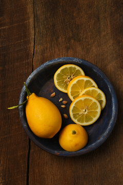 Whole and Sliced Lemon Still Life