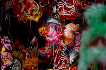 Lanterns hanging on a stand in the streets of Malaysia during Mid Autumn Festival of  the Lunar Calendar © Denise