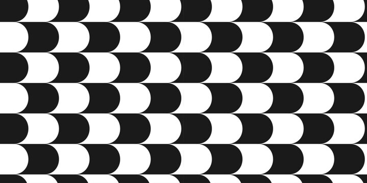 Check shape geometric chess pattern with seamless checkerboard design. Race flag background abstract vector graphic features. Distorted geo floor texture through black and white.