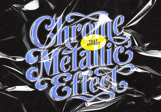 Chrome Metallic Text Effect For Poster And Branding Design