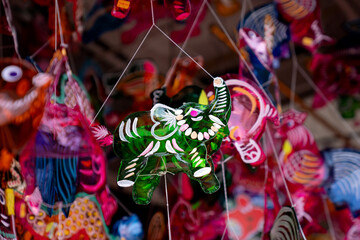 Lanterns hanging on a stand in the streets of Malaysia during Mid Autumn Festival of  the Lunar Calendar © Denise