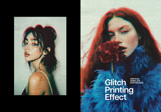 Glitch Print Photo Effect For Poster And Print Design