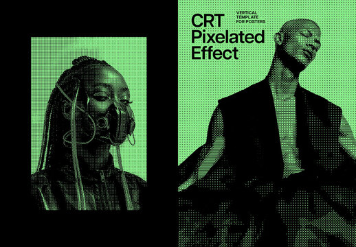 Pixels Screen Photo Effect For Poster And Print Design