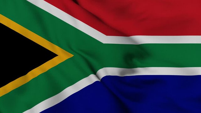 4K animation of the South African national flag waving in the wind