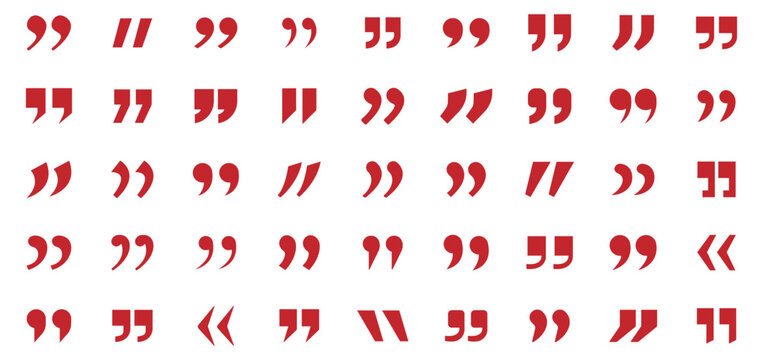 Set of quote mark, quotes icon, sign, symbol, emblem. Ditto marks icon set. Quotation marks. Dialogue discussion symbol for UI UX, website, mobile app.
