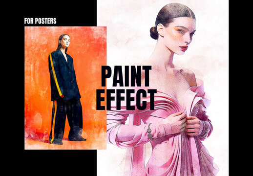 Watercolor Paint Photo Effect For Poster And Print Design
