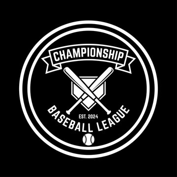 This contemporary logo represents a championship baseball league with crossed bats and stylish typography, symbolizing competition, teamwork, and athleticism.