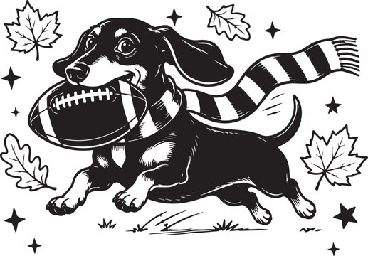 funny fall football dachshund dog