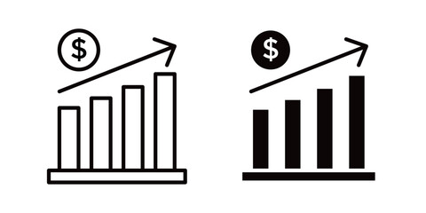 Obraz premium Company growth icon in outline and solid style, isolated on white background. Perfect for business expansion, revenue increase, and corporate progress features in mobile and web design.