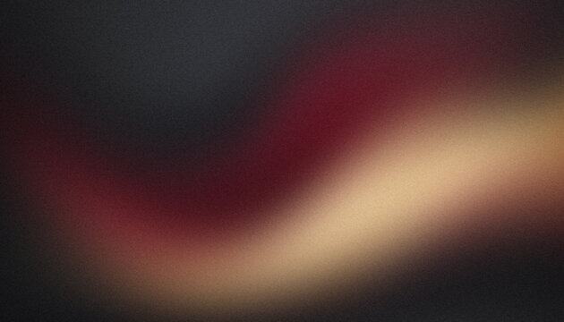 Minimalist abstract panoramic dark background with vibrant deep red and warm golden amber glowing flowing waves, pitch black shadows and ultra smooth gradient transitions with grainy texture