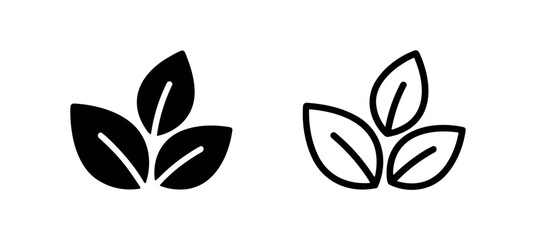 Fototapeta premium Natural Green Leaves Icon Set Isolated on White Background