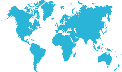 Naklejka premium Blue world map silhouette isolated 