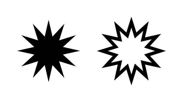 Starburst Explosion Discount Sale Icon - Solid and Outline Versions