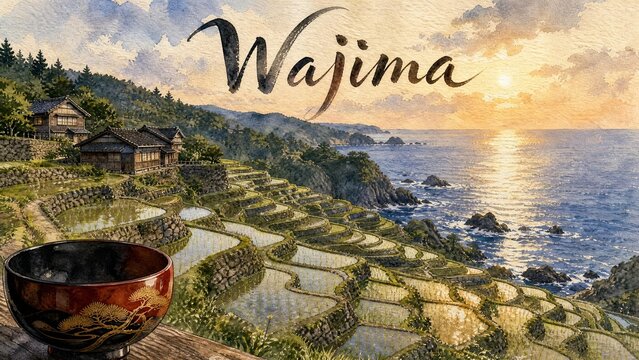 Wajima Japan with Coastal Rice Terraces and Traditional Lacquerware