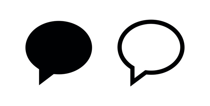 Chat speech bubble icon set, conversation and message symbol black filled and outline vector