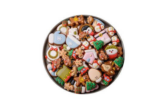 Gingerbread as a Christmas staple, sweets for the holiday interior. Gingerbread as a background