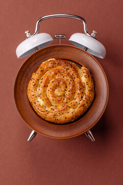 Greek cheese and sesame pie, a traditional Balkan dish. Balkan pie