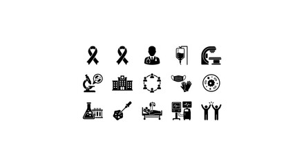 Fototapeta premium Medical Health Icons Set, Healthcare Symbols, Science Research Graphics, Hospital Clinic Icons
