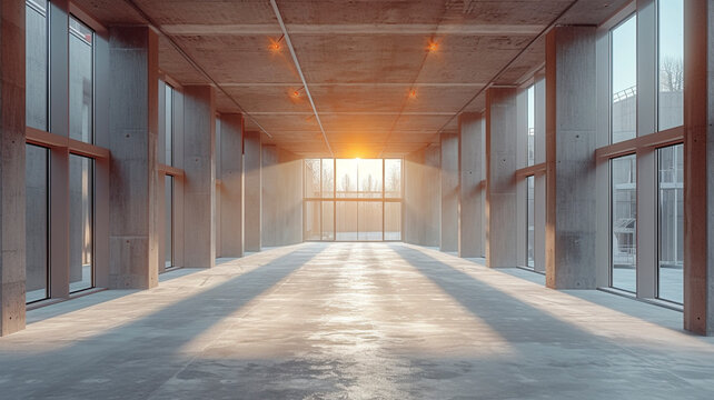 Unfinished construction projects, building ruins, interior view, AI generated
