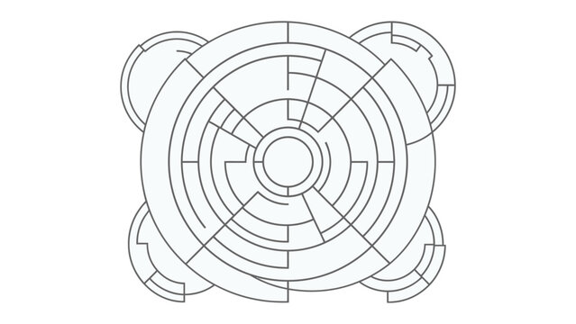 Circular Maze: An intricate circular maze with a complex pattern, offering a challenge to navigate and solve its path.