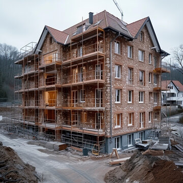 unfinished construction projects, building ruins, AI generated
