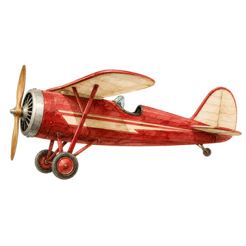 Vintage biplane model with wooden propeller