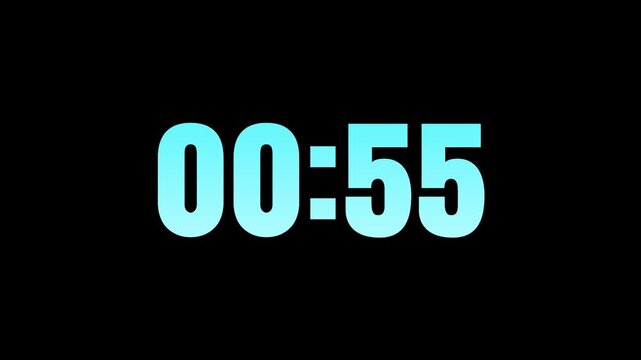 1 Minute Digital Countdown Timer Overlay On Black Background Stock Video