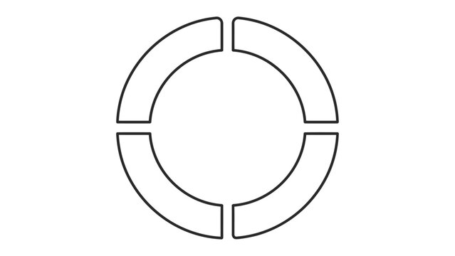 Four Segmented Circle: A clean, minimalist graphic representation of a circle divided into four equal segments, forming a cohesive circular shape.